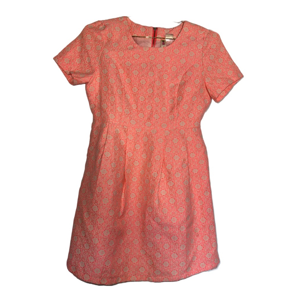 Vintage Neon Coral and Cream Boutique Alice Moon Dress